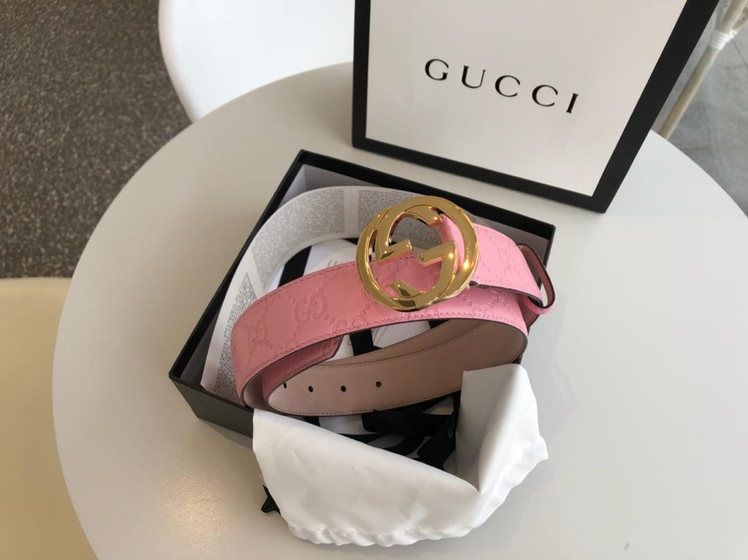 Gucci Signature Belt Pink/Cream GG, Women Belt 370543