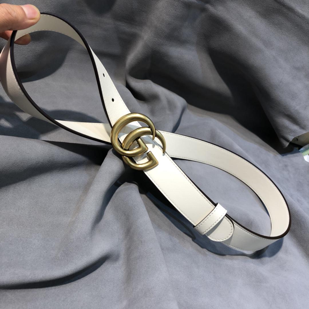 GUCCI Marmont Belt With Shiny Buckle White, Women Belt 409417