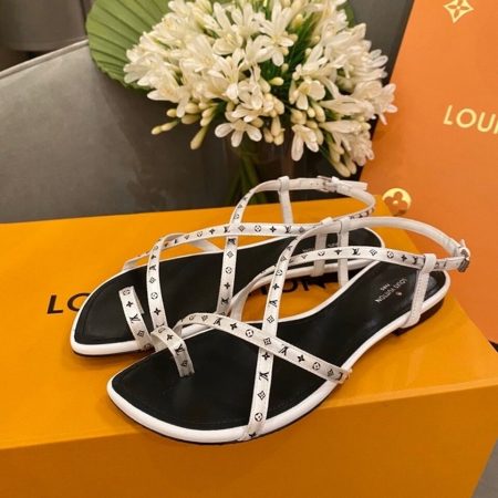 Louis Vuitton Citizen Flat Sandal Satin Black/White For Women LV