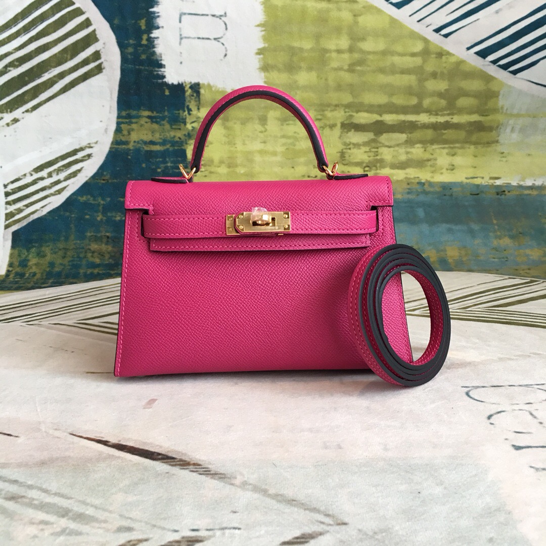 Hermes Mini Kelly Pink For Women Gold Toned Hardware 7.5in/19cm