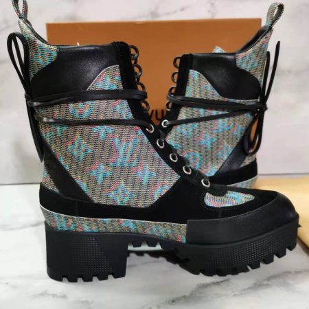 Louis Vuitton Laureate Desert Boot Patent Monogram Material Multi Color For Women LV