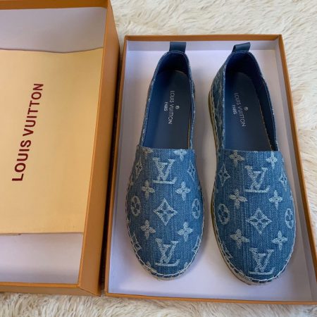Louis Vuitton Starboard Flat Espadrille Monogram Denim Navy Blue For Women LV 1A9PUP