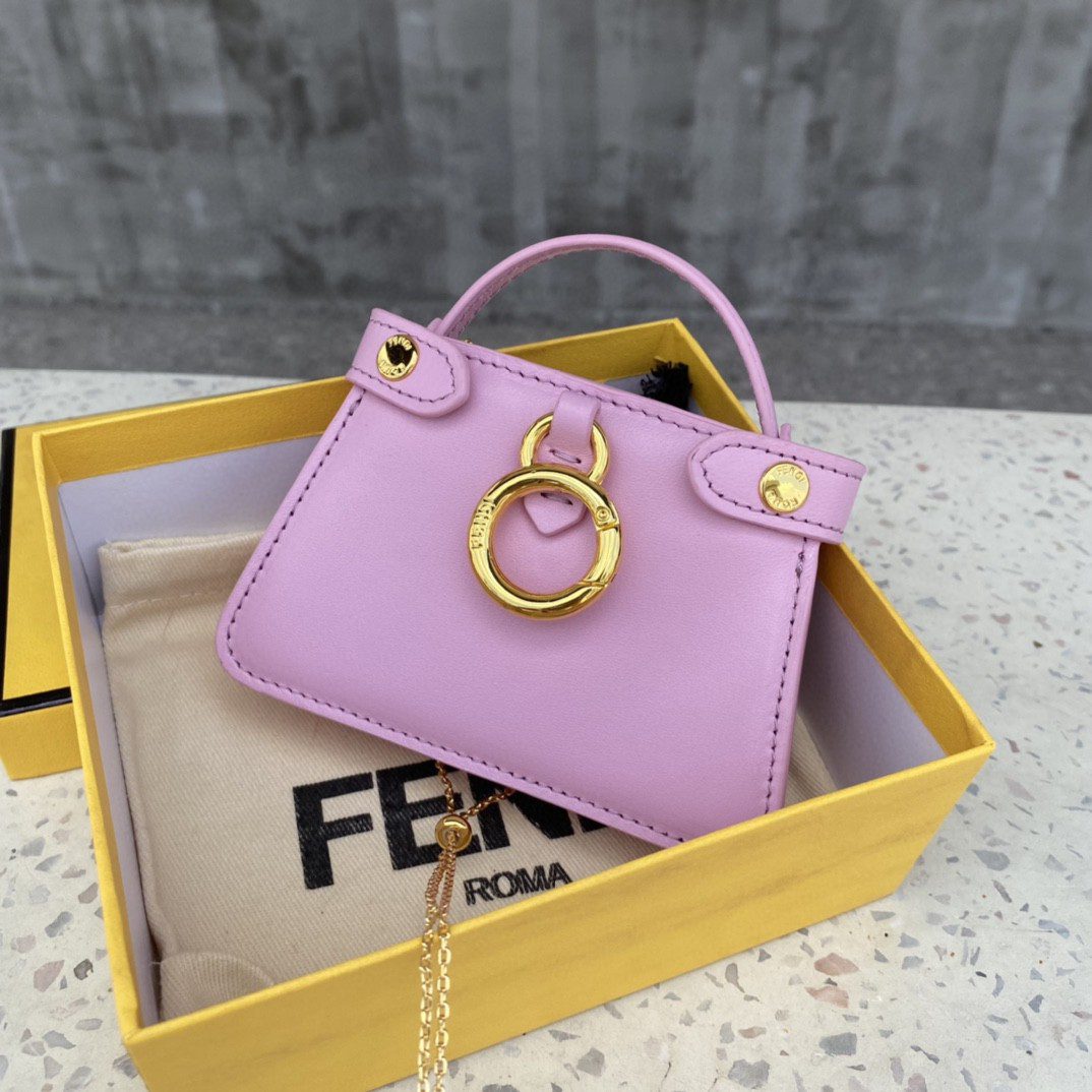 Fendi Nano Peekaboo Charm Crossbody Pink Bag For Woman 12cm/4.5in