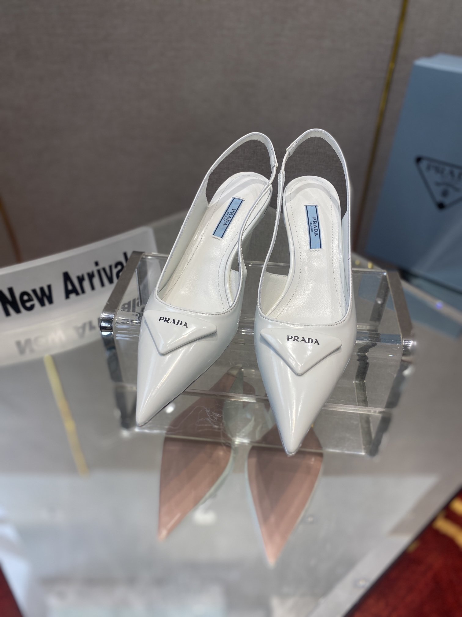 Prada Brushed Slingback Pumps White For Women 2.6in/65mm Prada