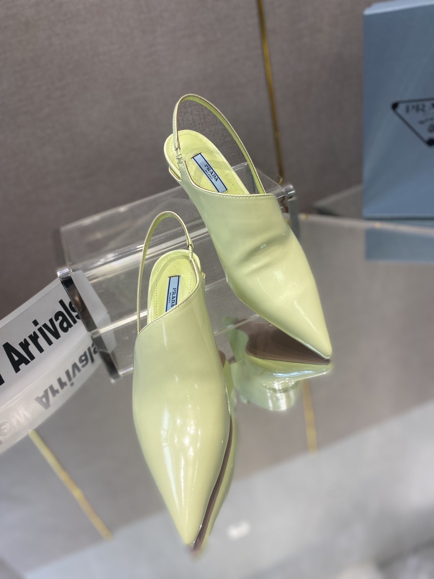 Prada Brushed Slingback Pumps Green For Women 2.6in/65mm Prada 1I886MFA065055