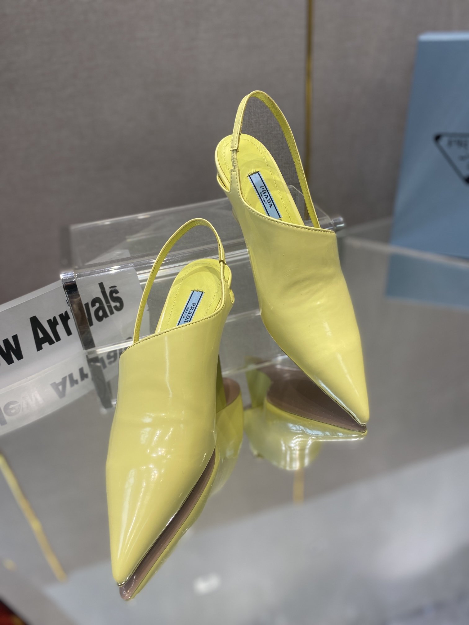Prada Brushed Slingback Pumps Yellow For Women 2.6in/65mm Prada