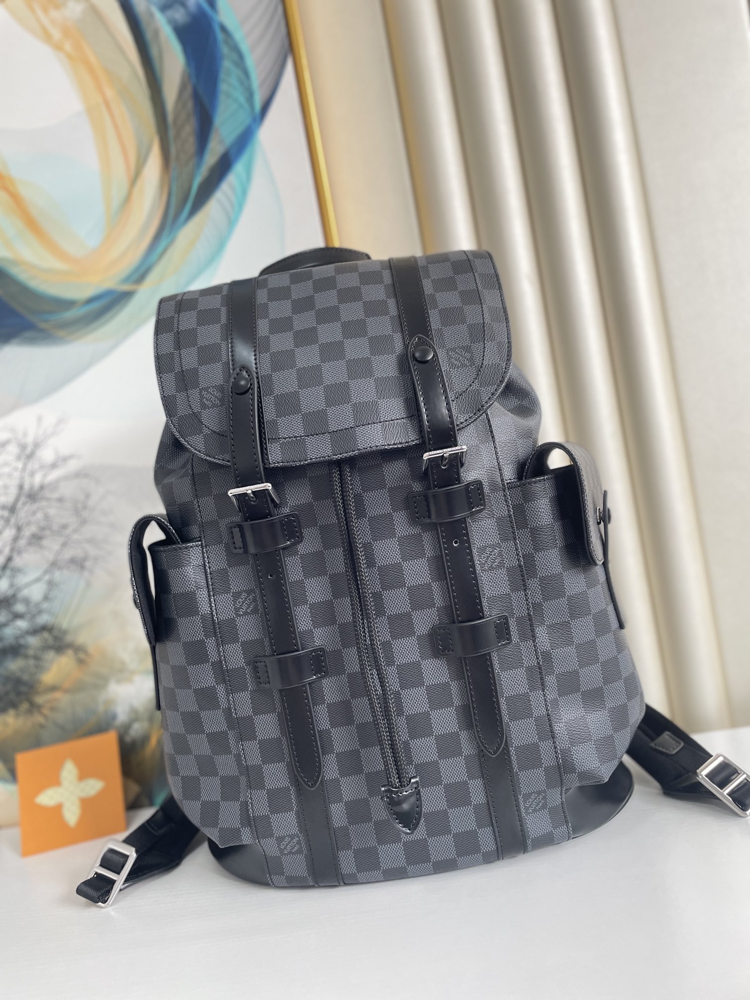 Louis Vuitton Christopher PM Damier Graphite For Men, Men’s Bags, Men’s Backpack 17.3in/44cm LV N41379