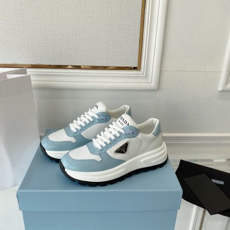 Prada Prax 01 Re-Nylon And Brushed Sneakers White And Blue For Women 1.8in/45mm Prada 