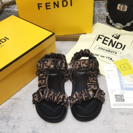 Fendi Feel Brown Satin Sandals For Women 8X8291AE7SF0R7V
