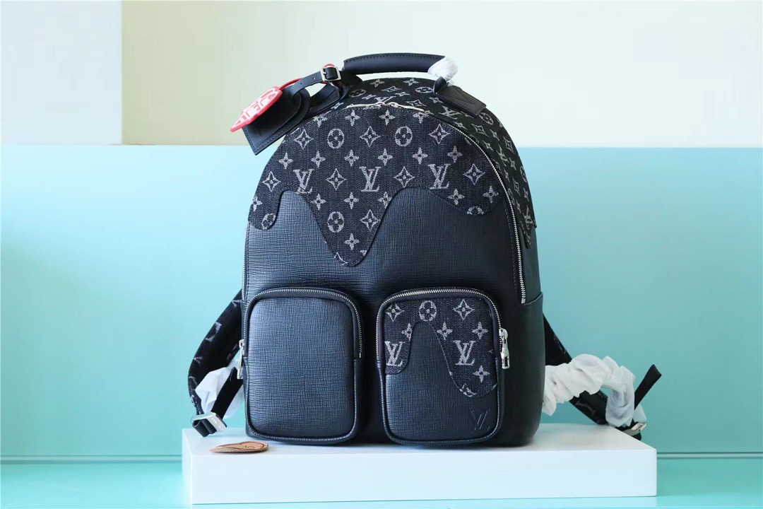 Louis Vuitton Multipocket Backpack Monogram Drip Black By Nigo For Men, Men’s Bags 40cm LV M45973
