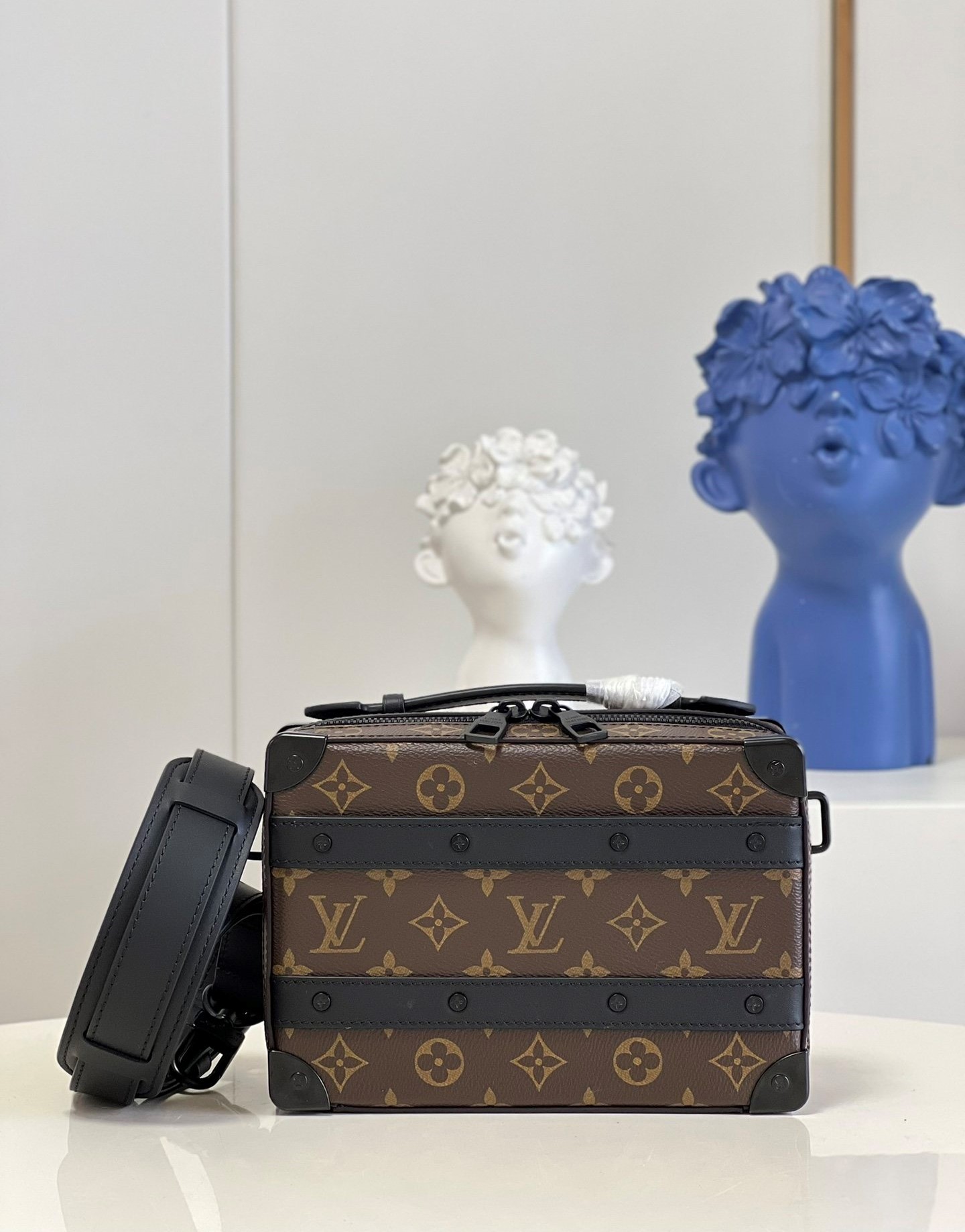 Louis Vuitton Handle Soft Trunk Monogram Macassar Canvas For Men, Men’s Bags 8.5in/22cm LV M45935