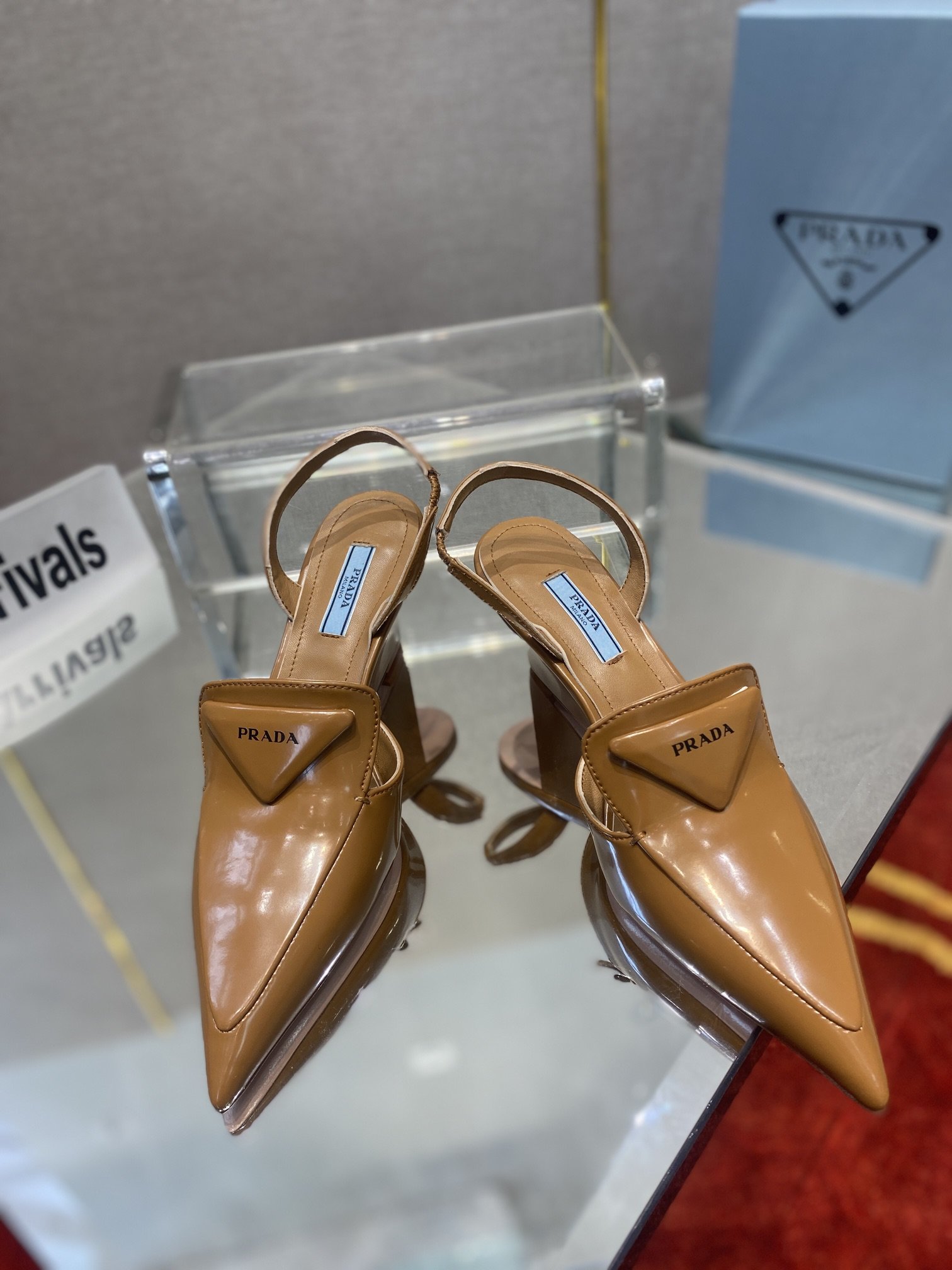 Prada Brushed Slingback Pumps Brown For Women 2.6in/65mm Prada