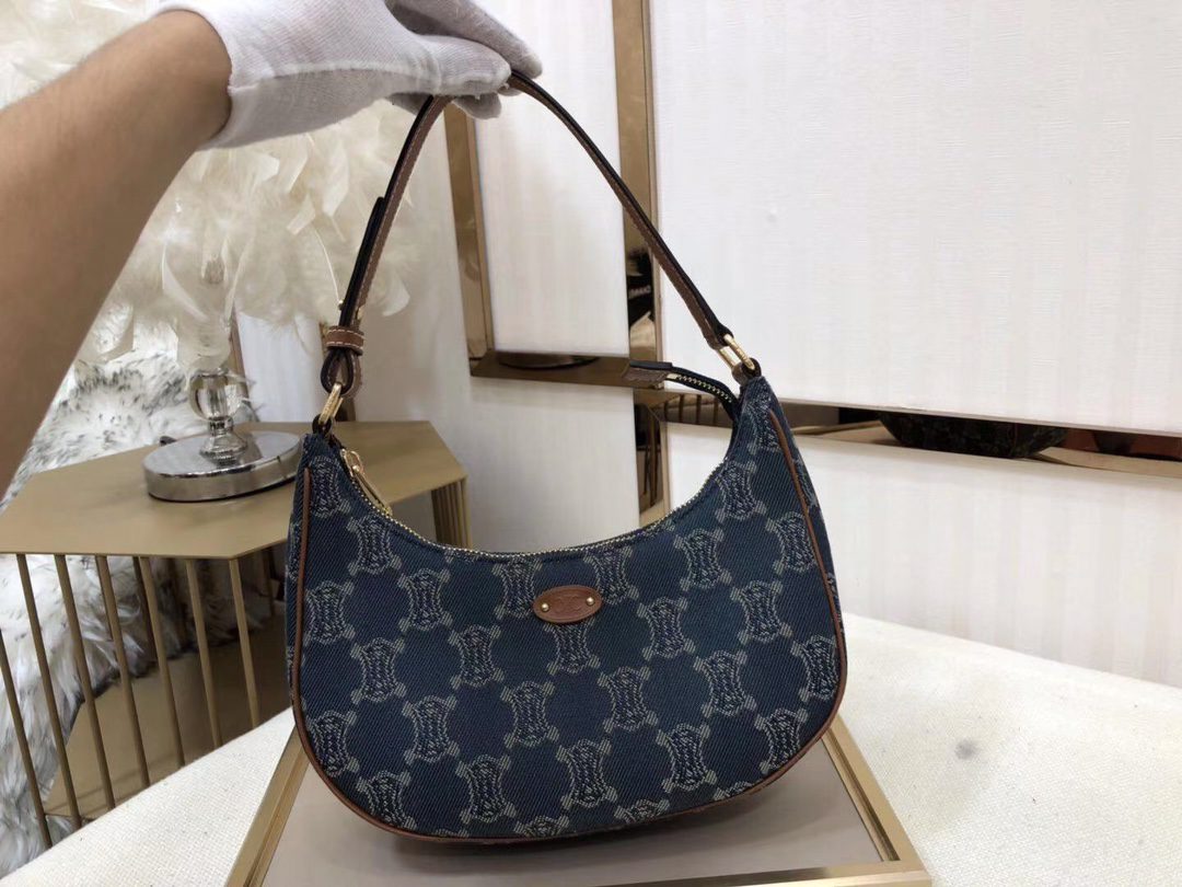 Celine Ava Bag In Triomphe Canvas XL Denim For Women 9in/23cm