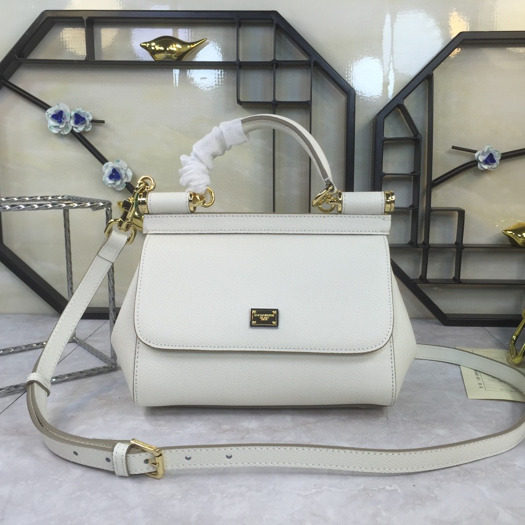 Dolce & Gabbana Medium Sicily Handbag In Dauphine White For Women 10.2in/26cm DG BB4347A100180001