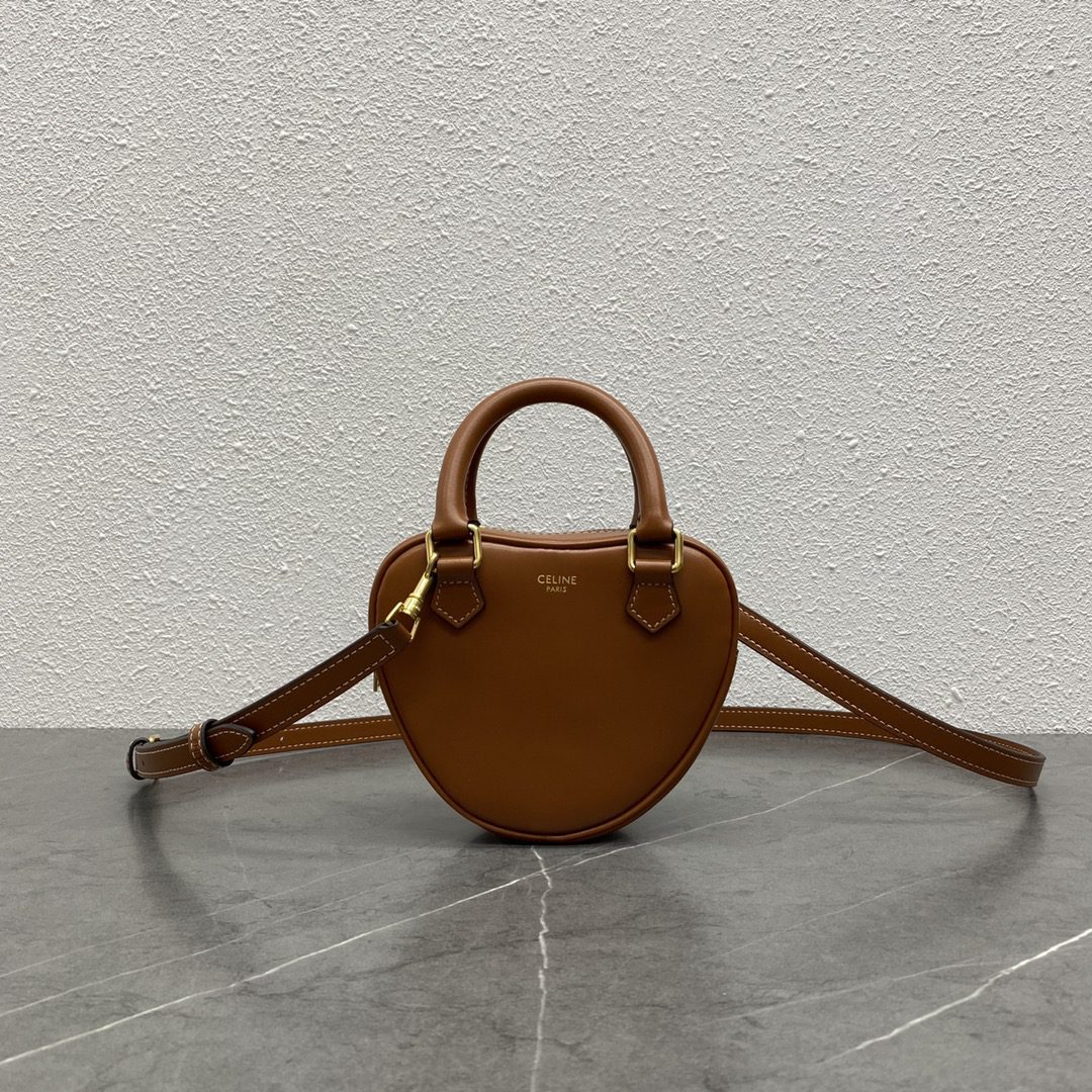 Celine Medium Heart Bag Brown For Women 6in/14.5cm 198223DUA.04LU