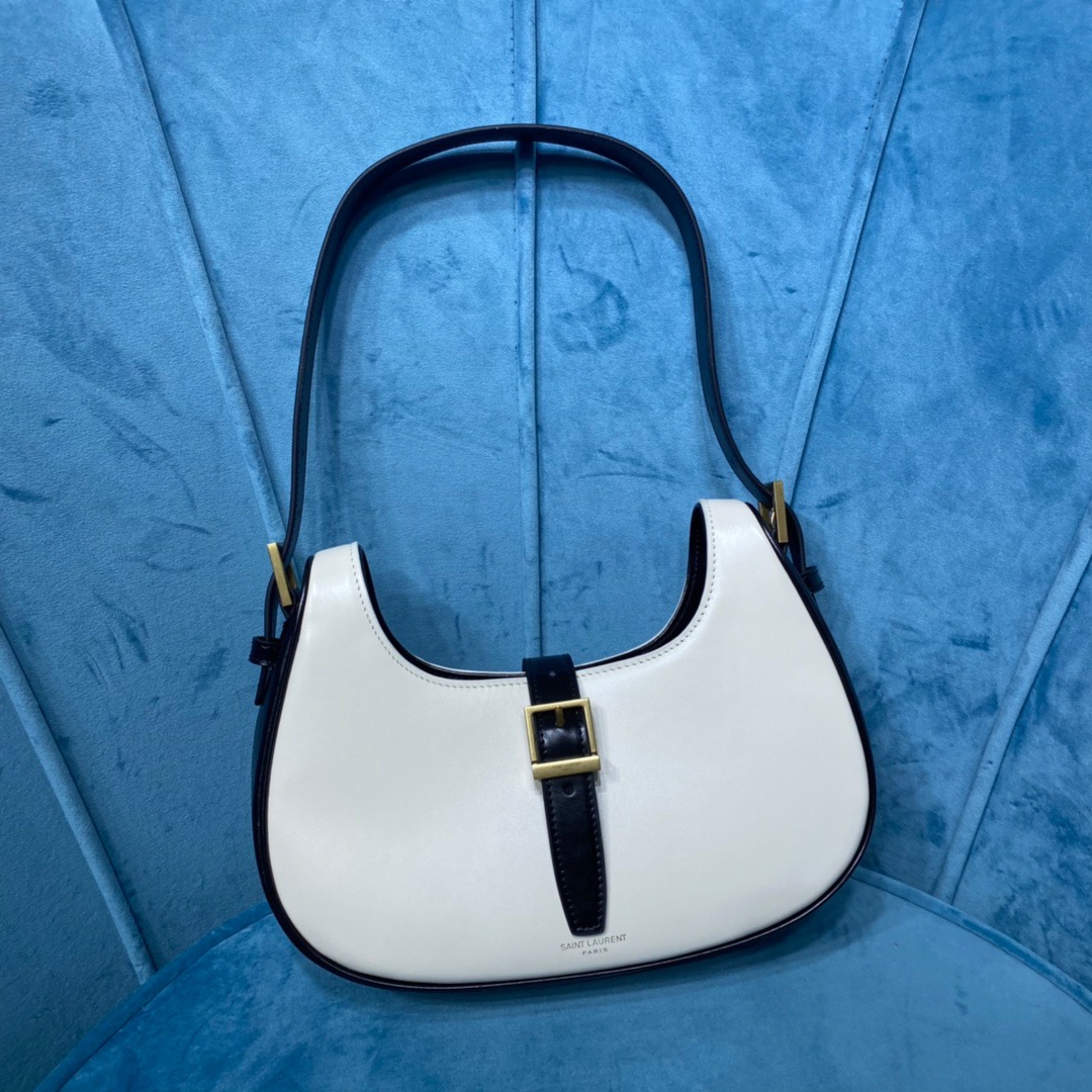 Yves Saint Laurent Le Fermoir Hobo Bag White/Black For Women 9.5in/24cm YSLÂ