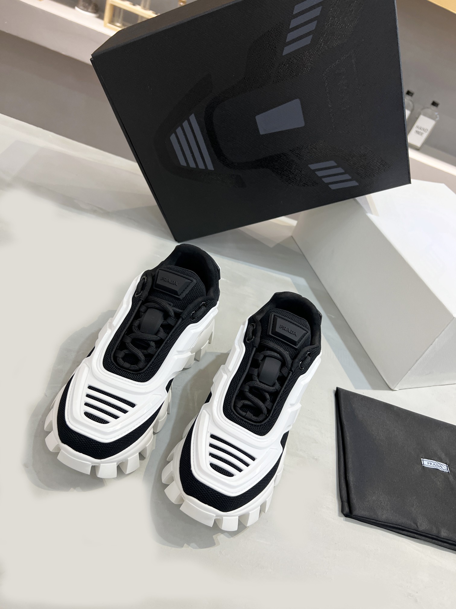 Prada Cloudbust Thunder Sneakers Black And White For Women Prada
