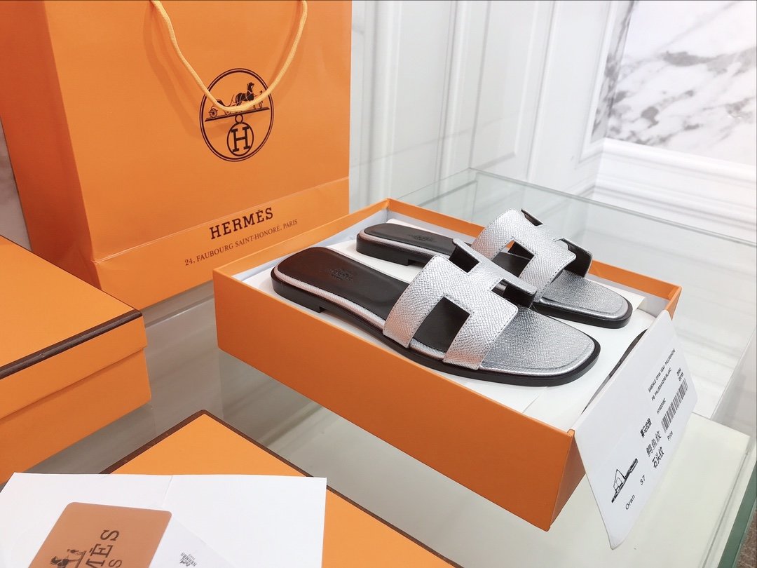 Hermes Oran Sandal Sliver For Women