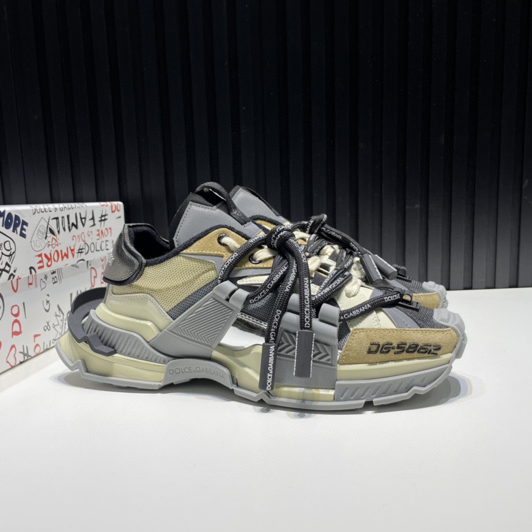 Dolce & Gabbana Mixed-Material Space Sneakers Multicolor For Men DG Shoes