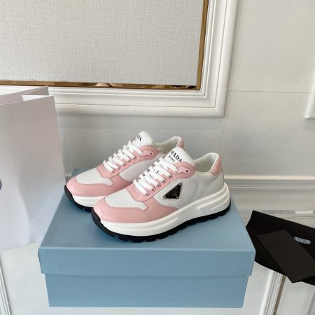 Prada Prax 01 Re-Nylon And Brushed Sneakers White And Pink For Women 1.8in/45mm Prada 
