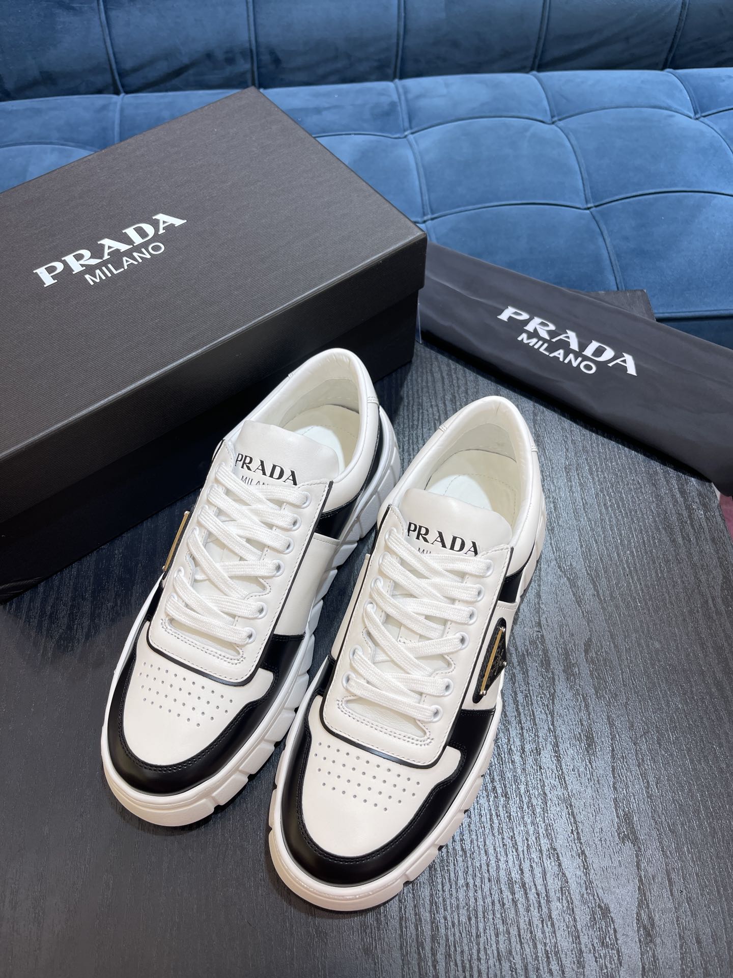Prada Sneakers White/Black For Men Prada 2EE378_3LJ6_F0964