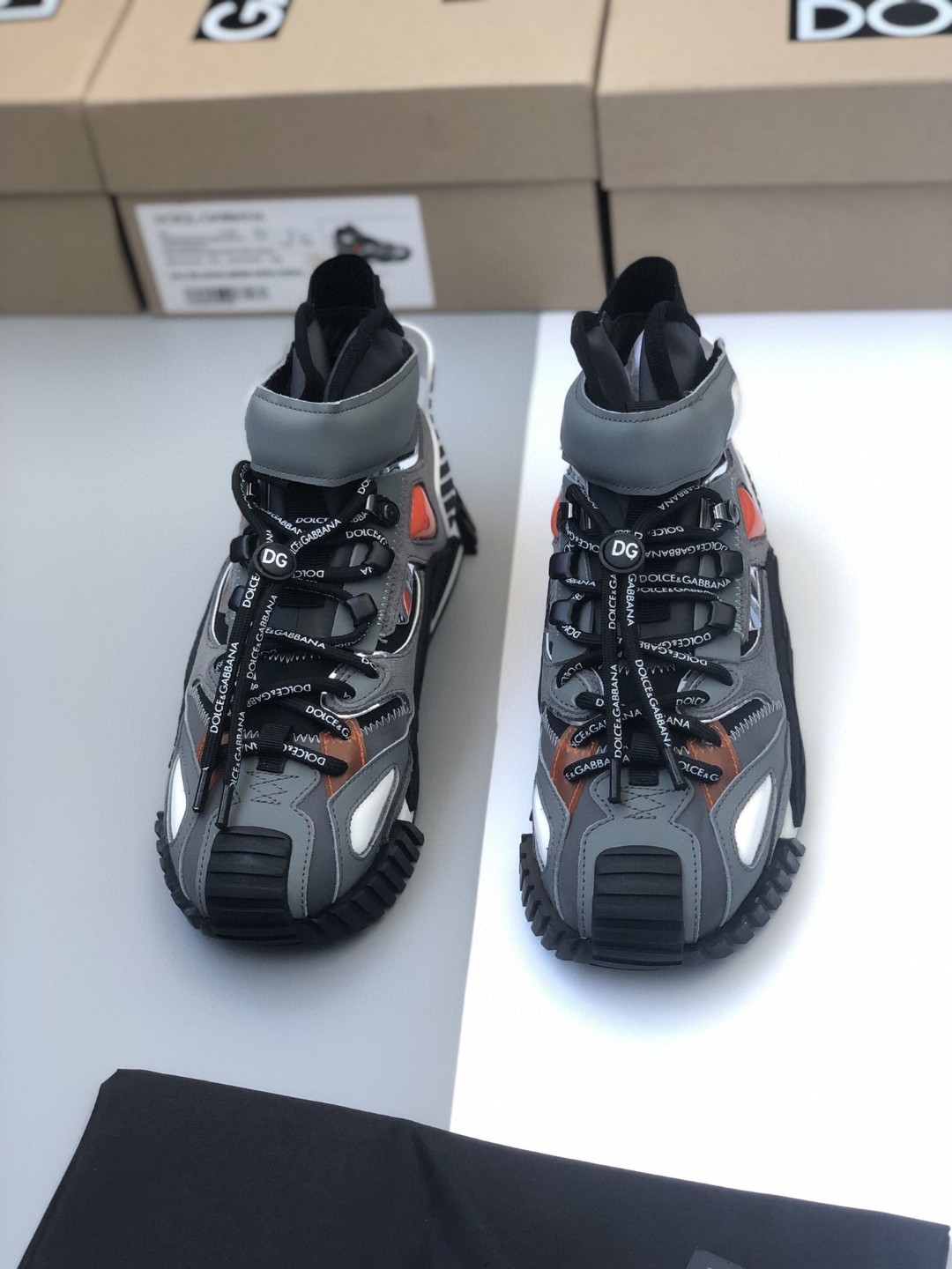 Dolce & Gabbana 2.Zero Custom High-Top Sneakers With Contrasting Details Grey For Men DG Shoes