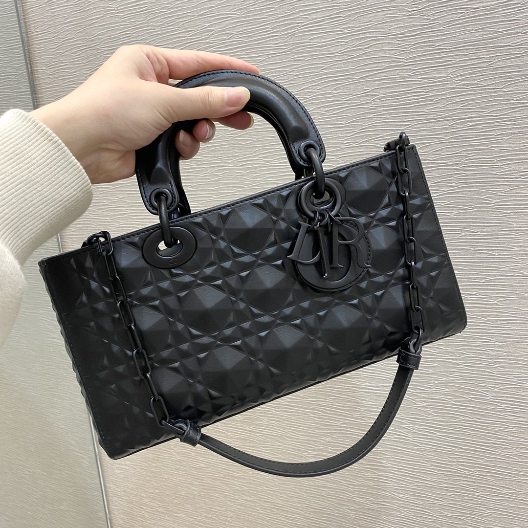Christian Dior Lady D-Joy Bag Black Cannage with Beaded Motif, Brown, For Women Women’s Handbags, 26cm CD M0540SNEA_M900