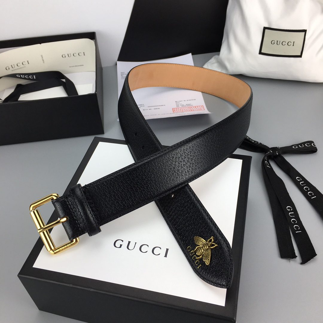 Gucci Belt With Bee Print Black For Women, Women Belt