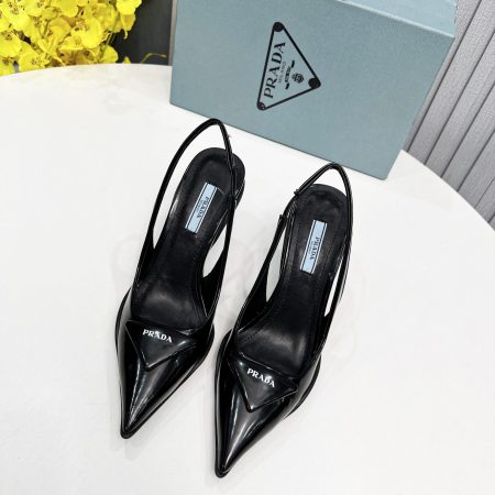 Prada Brushed Slingback Pumps Black For Women Prada 1I565M_055_F0002_F_B090