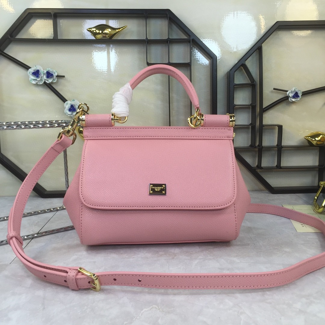 Dolce & Gabbana Medium Sicily Handbag In Dauphine Pink For Women 10.2in/26cm DG BB4347A10018H402