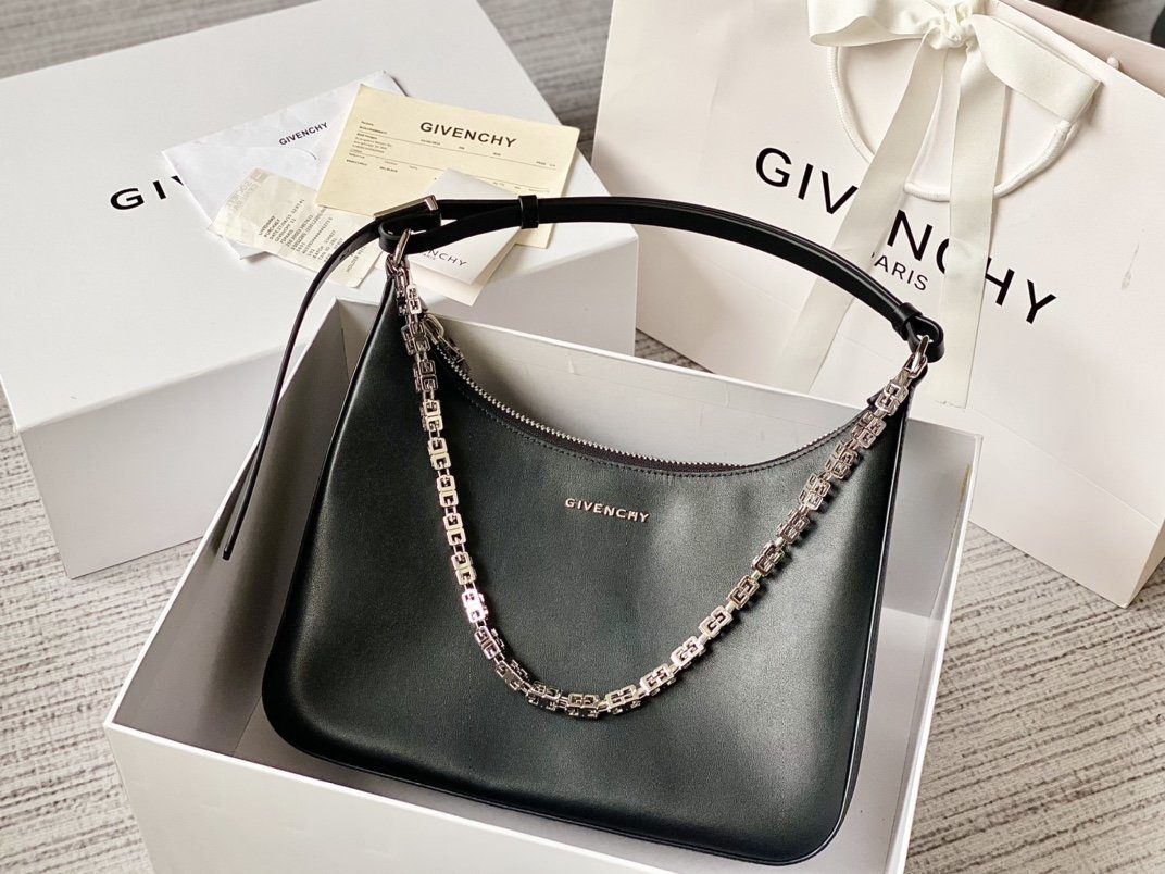 Givenchy Medium Moon Cut Out Bag Black For Women, Women’s Handbags, Shoulder Bags 11.8in/30cm GVC BB50LWB1A4-001