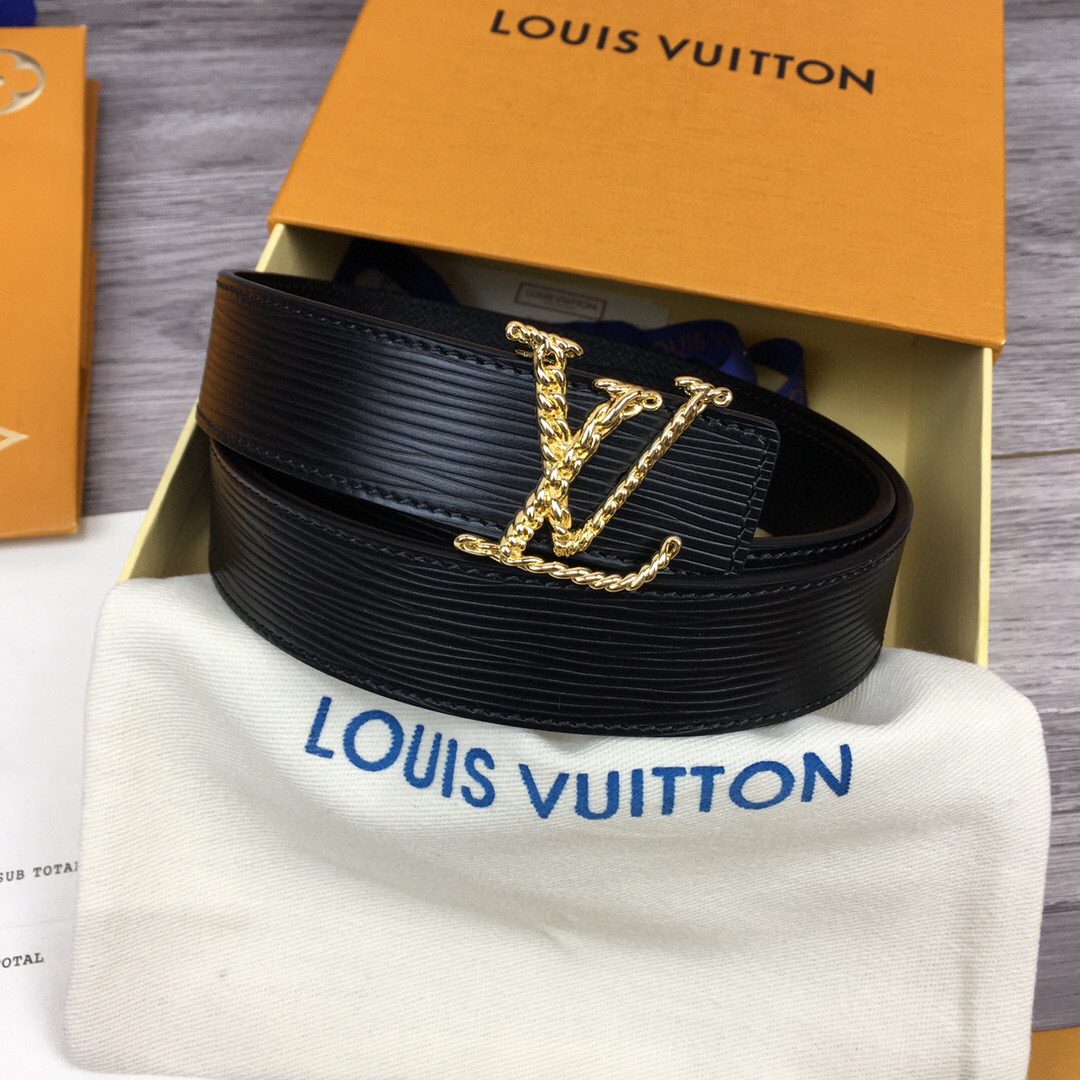 Louis Vuitton LV Malletier Belt Epi Gold Toned Hardware LV Women Belt 