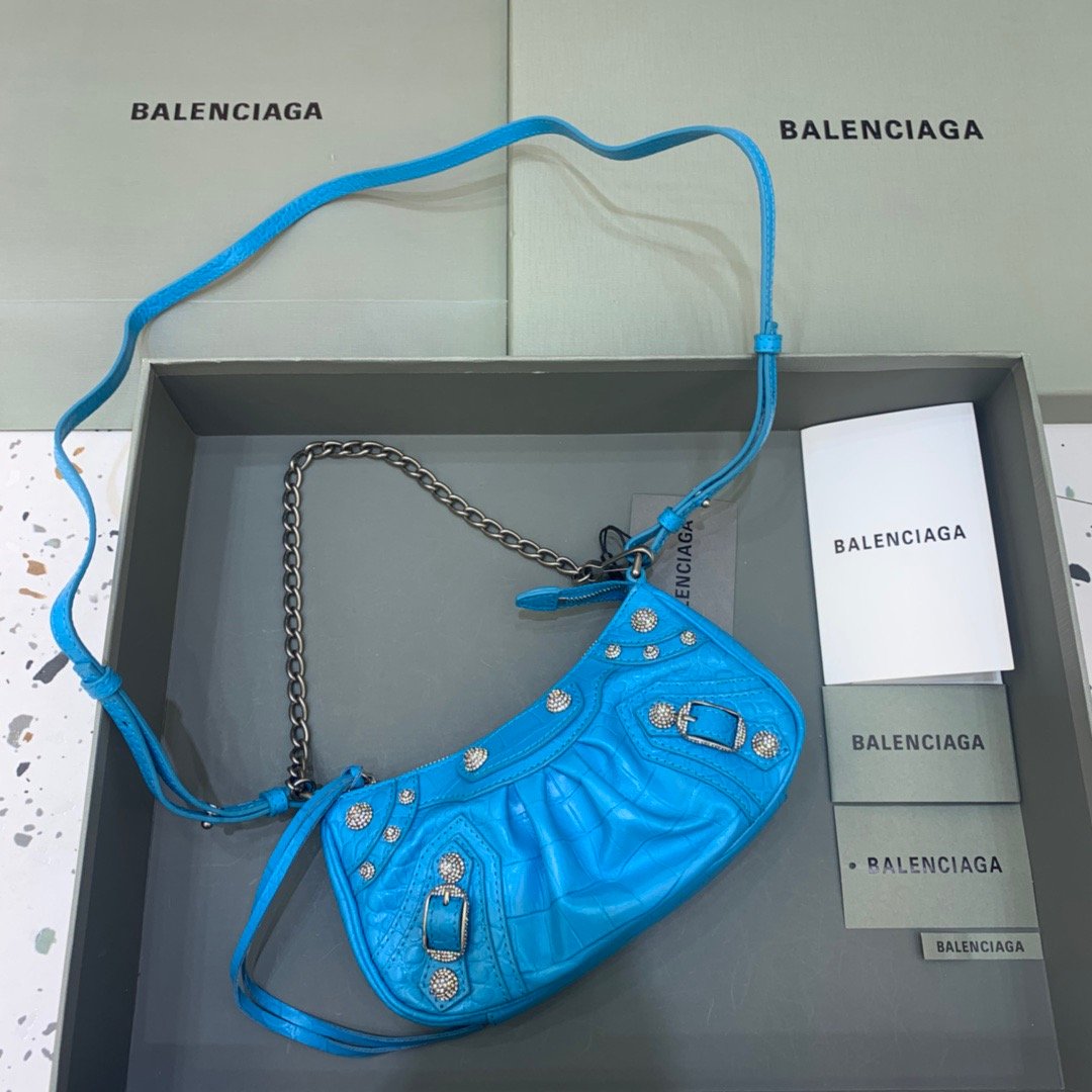 BALENCIAGA Le Cagole Mini Bag With Chain Blue, For Women, Women’s Bags 8.2in/21cm 69581423EJY4624