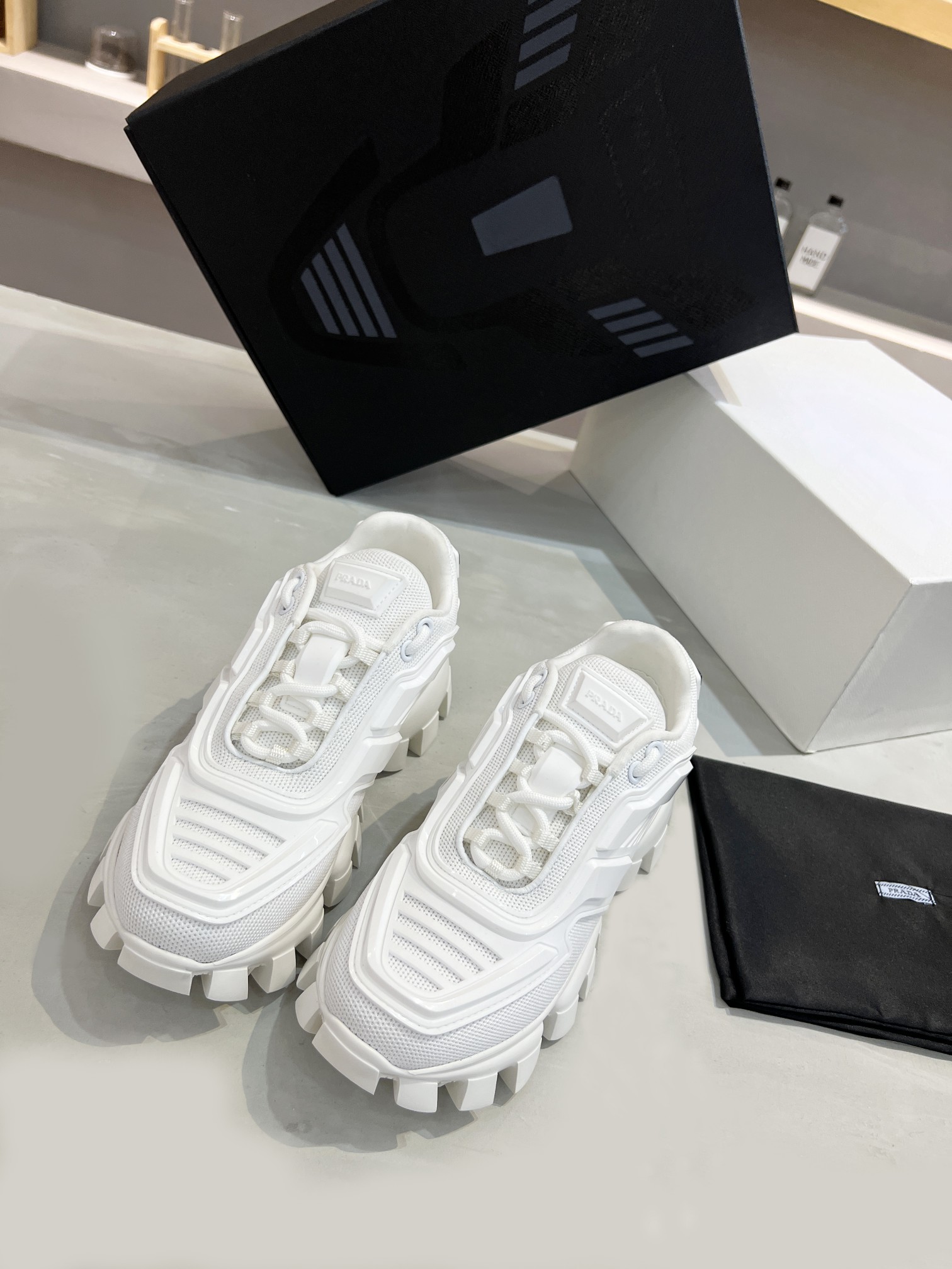 Prada Cloudbust Thunder Sneakers White For Women Prada 1E819L_3KR2_F0009_F_050
