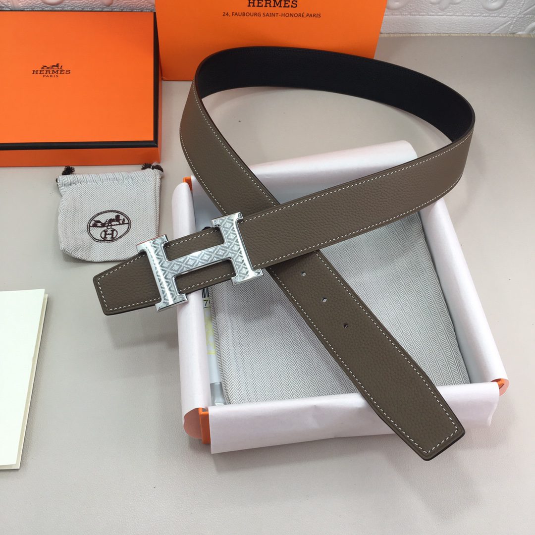 Hermes H Belt Buckle & Reversible Grey For Women, Women Belt