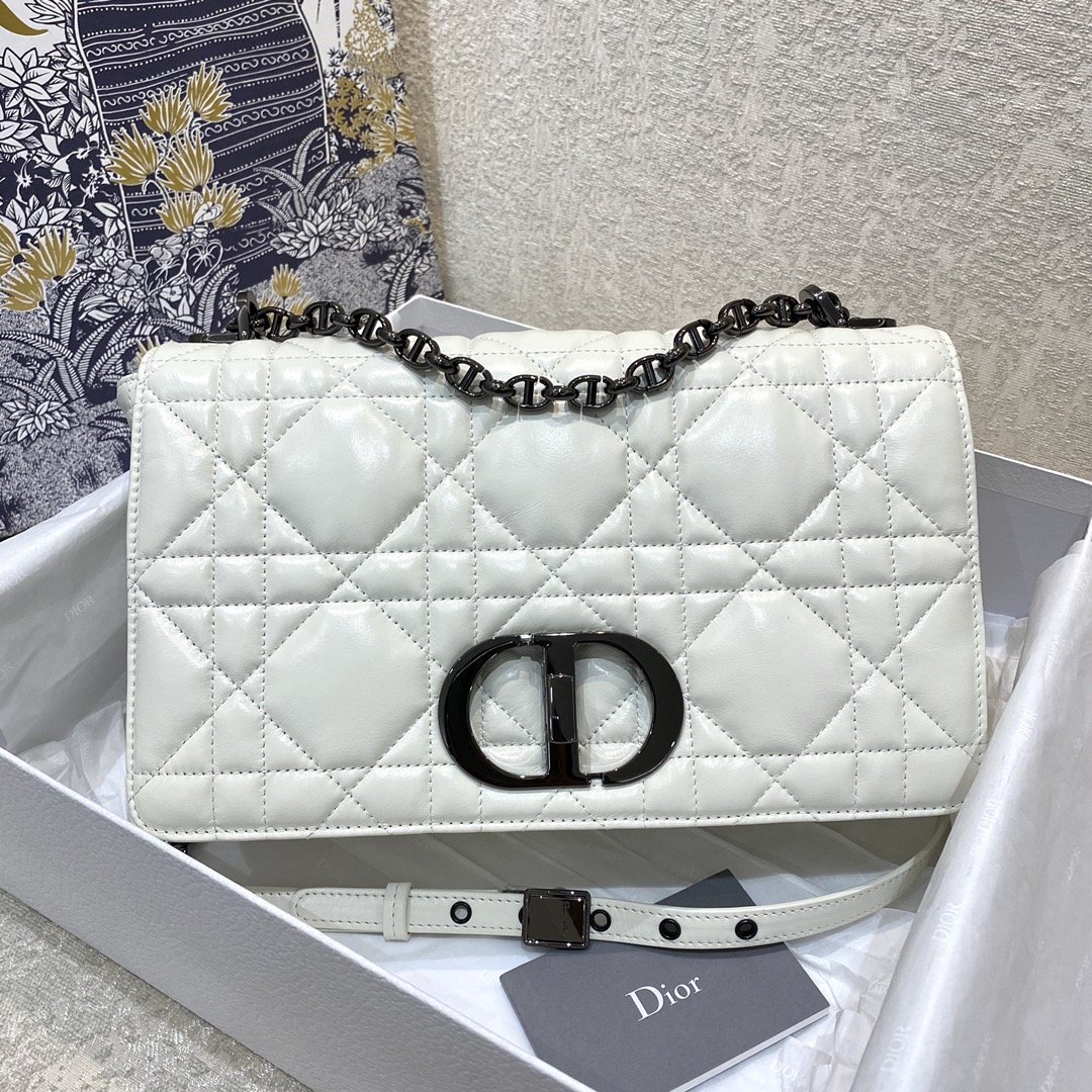 Christian Dior Large Dior Caro Bag, White, For Women Women’s Handbags, Crossbody Bags, 29cm CD