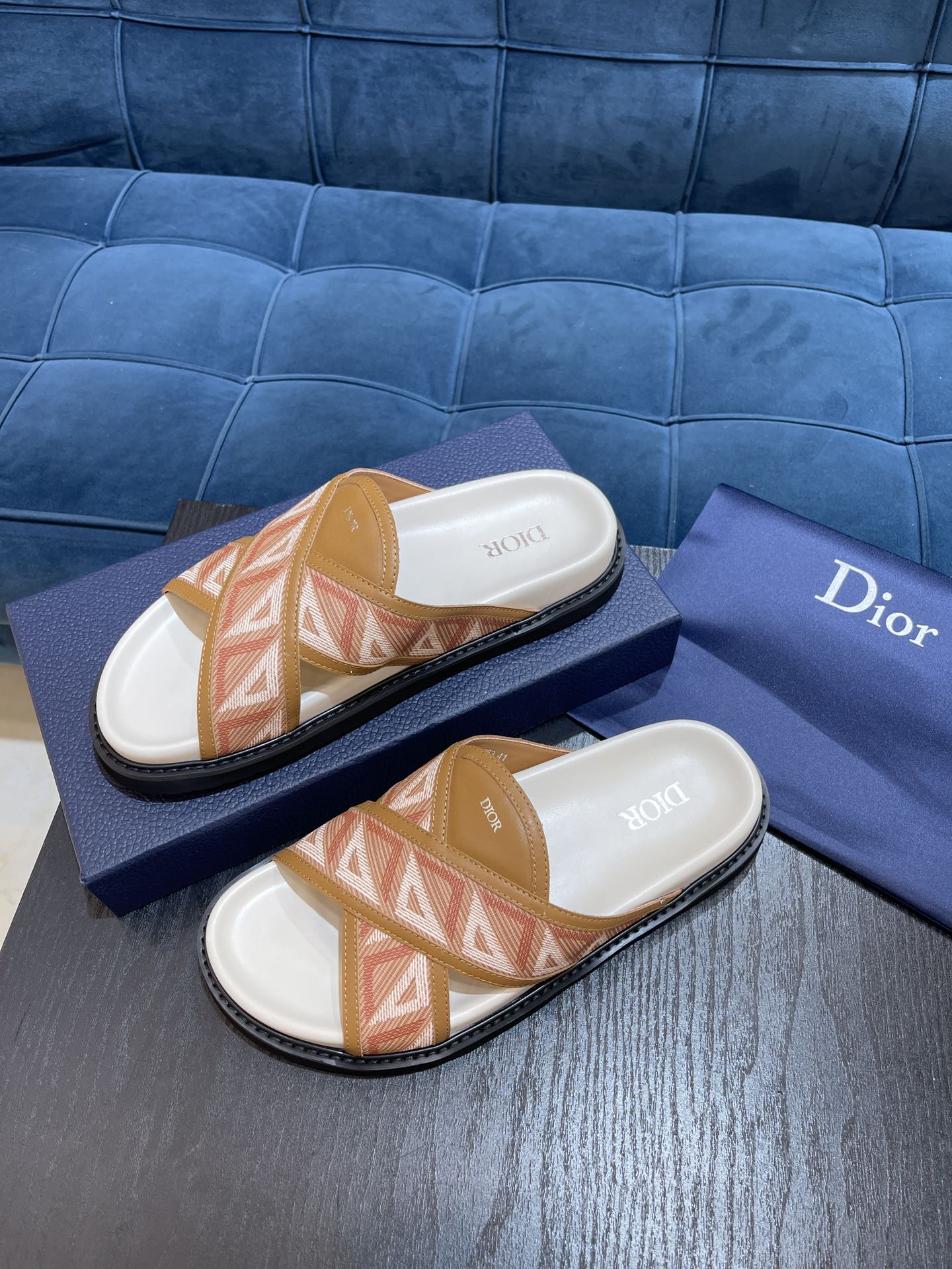 Christian Dior Aqua Sandal White/Brown For Men CD