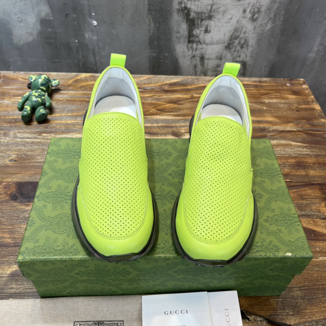 Gucci Men’s Perforated Slip On Sneaker Light Green For Men 407364