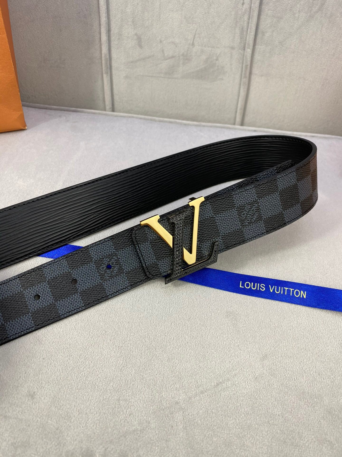 Louis Vuitton Initiales Reversible LV Belt Damier Graphite with Black/Gold Toned Hardware LV Women Belt