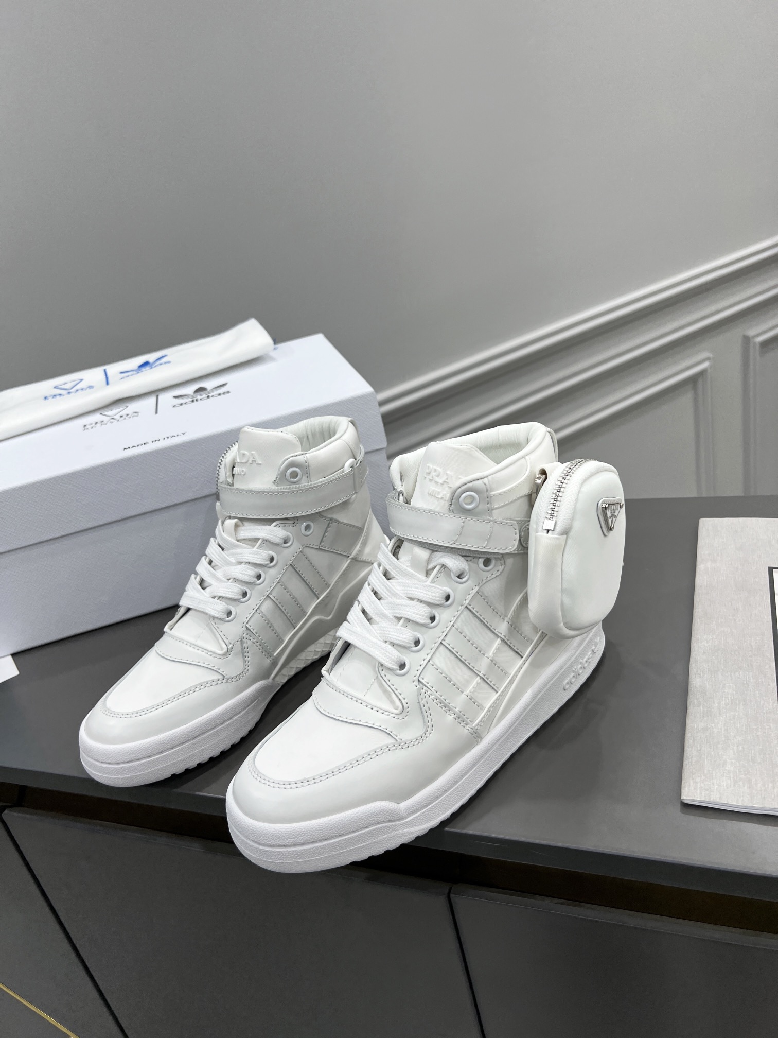 Prada Adidas For Prada Re-Nylon Forum High Top Sneakers White For Women 1.6in/40mm Prada 2TG193_3LJX_F01CD