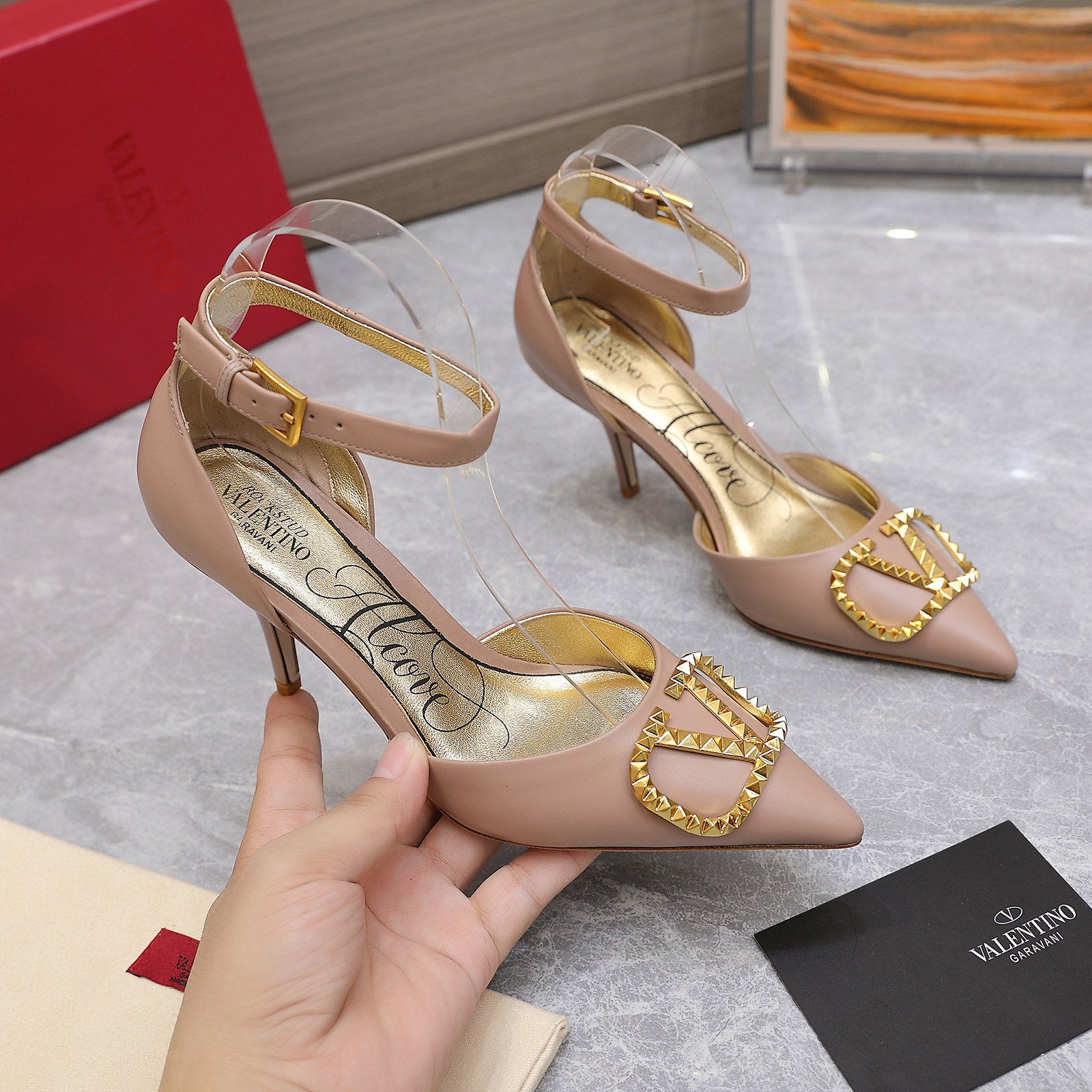 Valentino Garavani Rockstud Alcove Pumps Light Pink For Women