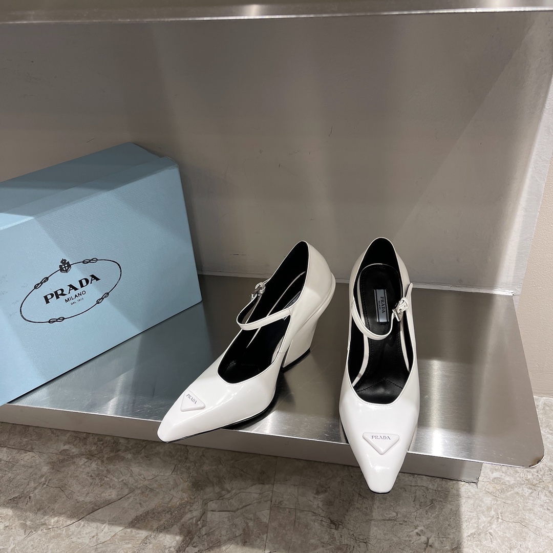 Prada Brushed Pumps White For Women 3.7in/95mm Prada 