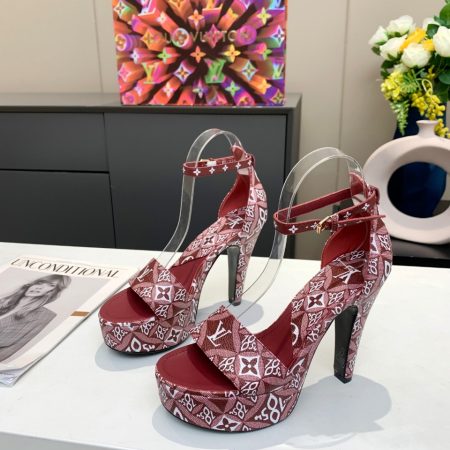 Louis Vuitton Women’s Afterglow Platform Sandal Dark Red For Women LV