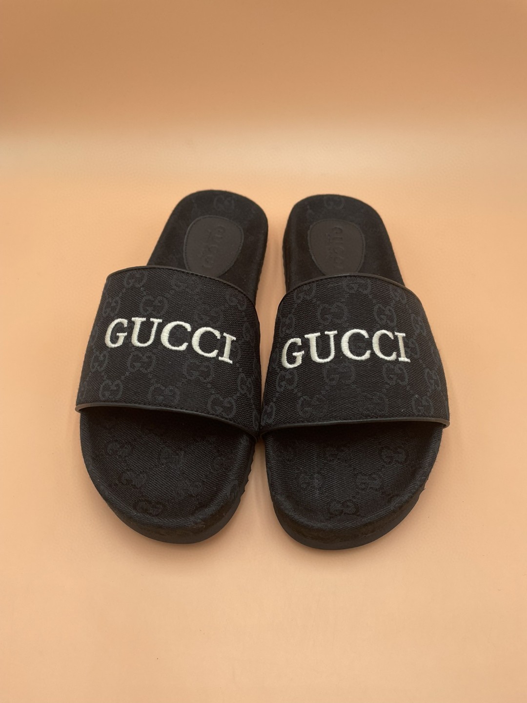 Gucci Men’s Gucci Slide Sandal Gucci Embroidered Dark Brown For Men ‎692951