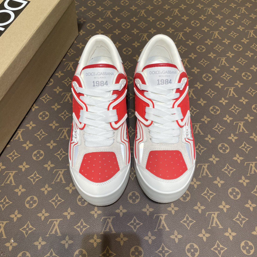 Dolce & Gabbana Mixed-Material Custom 2.Zero Sneakers White/Red For Men DG Shoes
