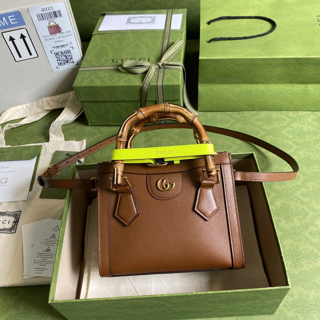 Gucci Diana Mini Tote Bag Brown For Women 8in/20cm Gucci 702732 U3ZDT 2185