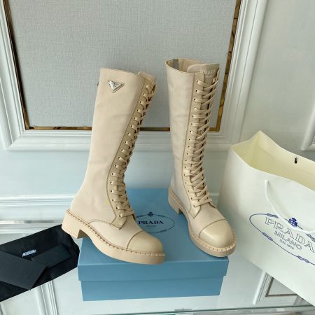 Prada Brushed And Re-Nylon Boots Beige For Women Prada 