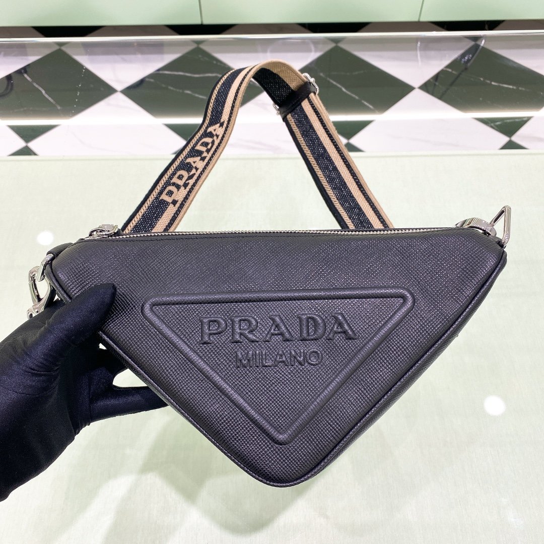 Prada Saffiano Triangle Bag Black For Women, Women’s Bags 11in/28cm 2VH155_2FAD_F0002_V_OOO