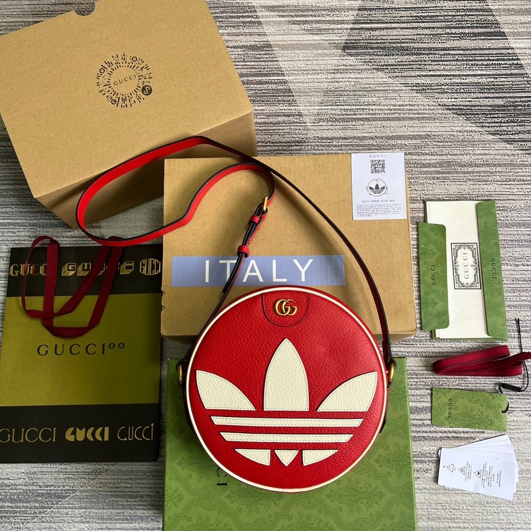 Gucci x Adidas Ophidia Shoulder Bag Red For Women, Women’s Bags 8.6in/22cm Gucci 702626 DJ24T 6484