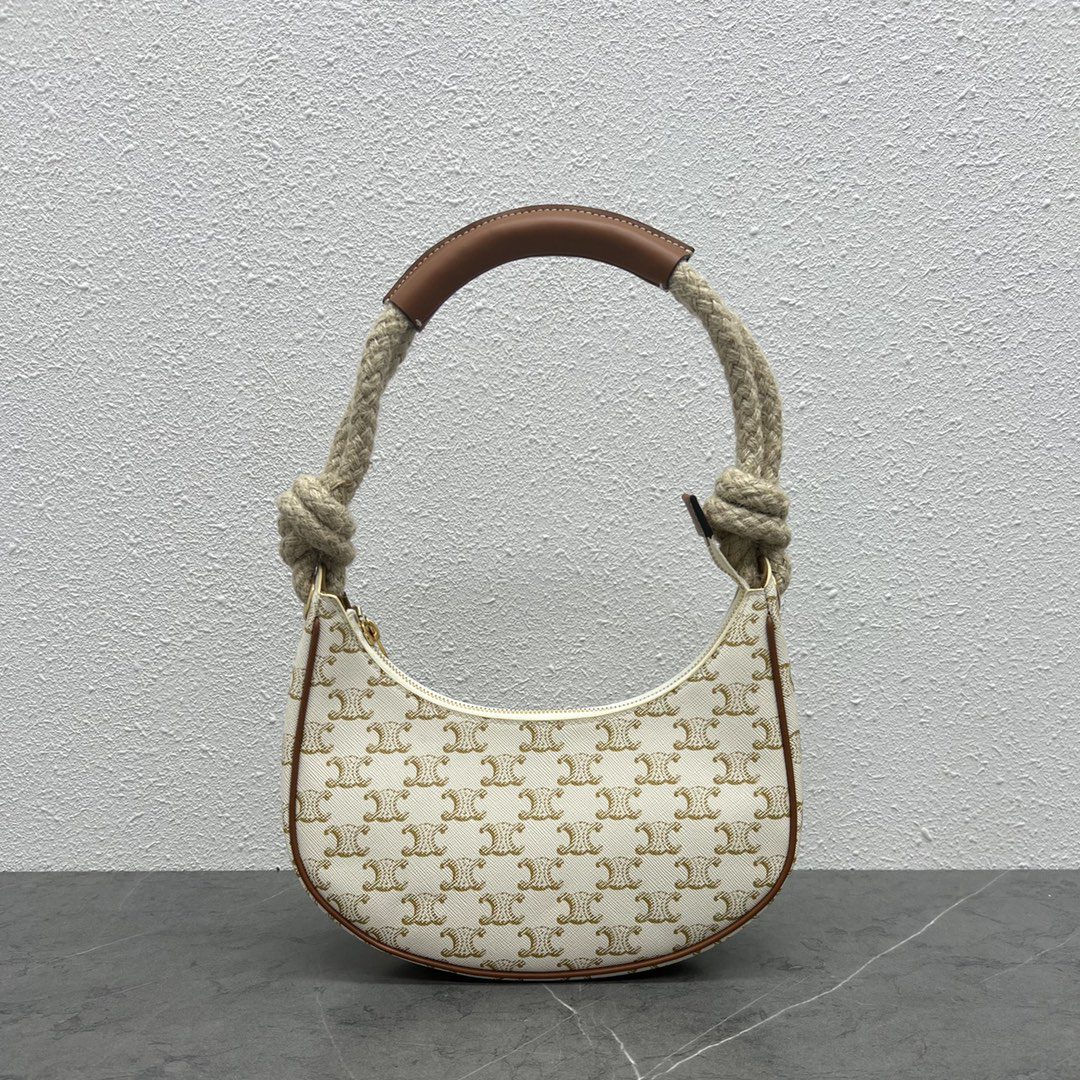 Celine Medium Ava Chain In Triomphe Canvas White For Women 10in/25cm